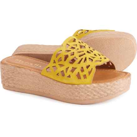 Mariella Made in Italy Laser-Cut Platform Wedge Sandals - Suede (For Women) in Yellow