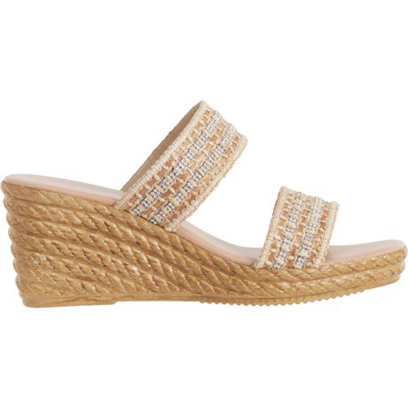 Mariella Made in Italy Two-Band Raffia Wedge Sandals (For Women) - Save 66%
