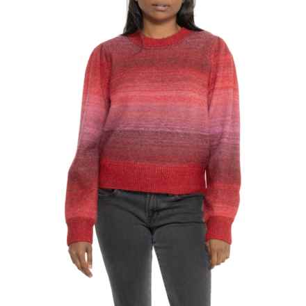 Marine Layer Ayla Puff Sleeve Crew Neck Sweater in Warm Ombre