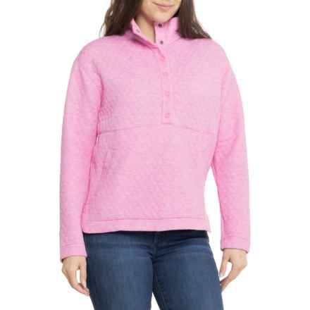 Marine Layer Corbet Funnel Neck Shirt - Long Sleeve in Pink Punch