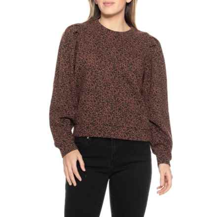 Marine Layer Enya Puff Sleeve Sweatshirt in Deep Cheetah