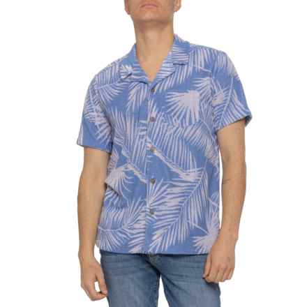 Marine Layer Terry Out Jacquard Polo Shirt - Short Sleeve in Blue Frond