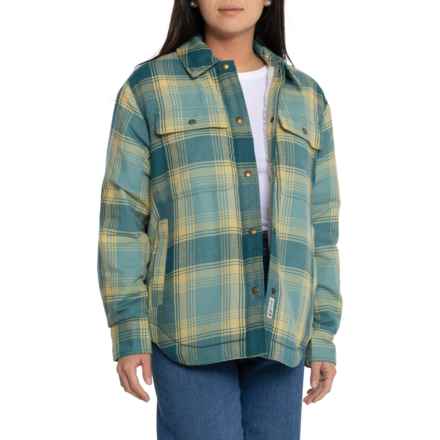 Marmot Ridgefield Sherpa-Lined Flannel Shirt Jacket - Insulated in Blue Agave