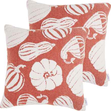 Martha Stewart Chenille Harvest Pumpkin Bunch Square Throw Pillows - 2-Pack, 20x20” in Orange Rust