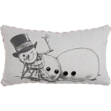 Martha Stewart Chill Snowman Throw Pillow - Feather Fill, 14x24” in Grey