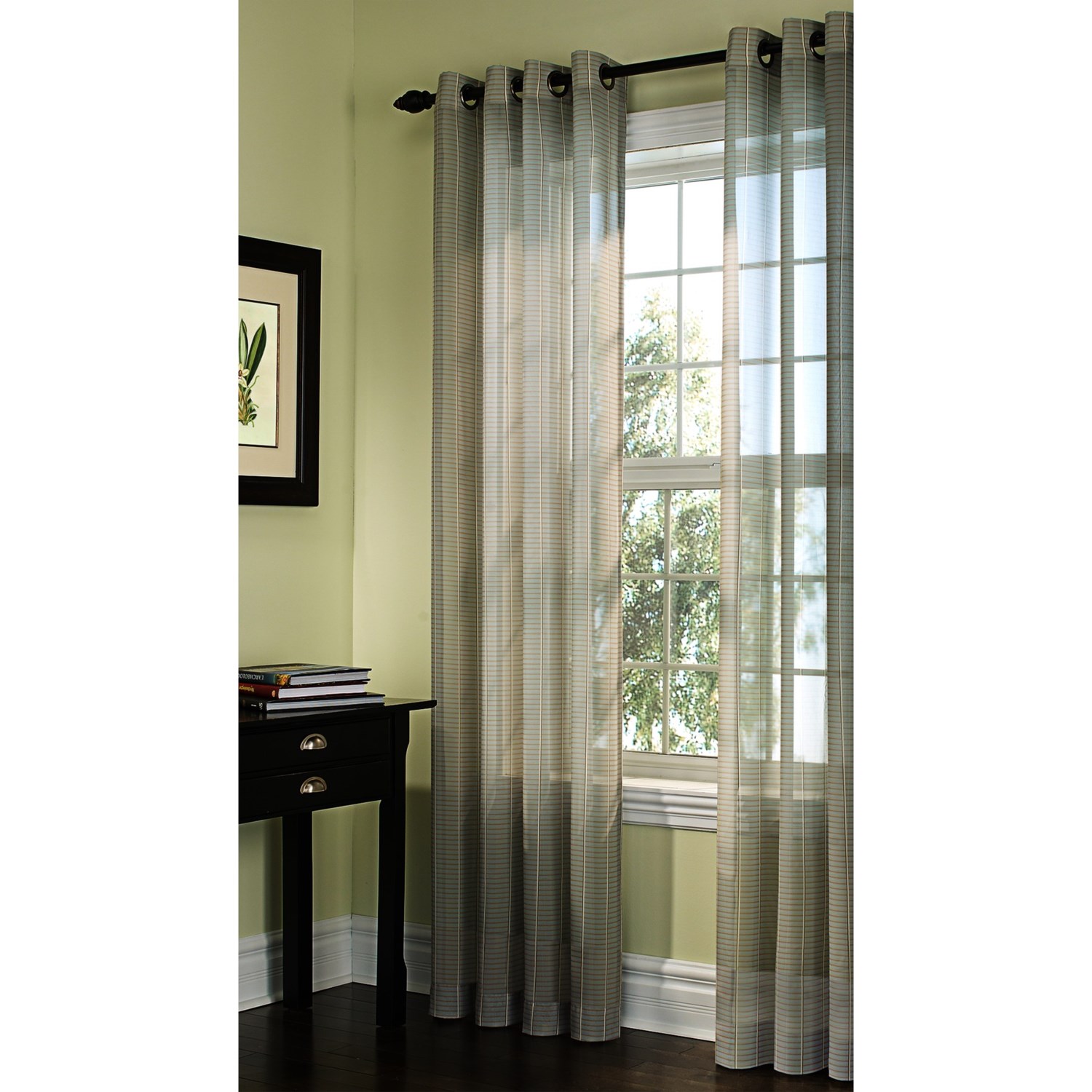 Martha Stewart Living Breezeway Stripe Curtains   108x84”, Grommet Top, Semi Sheer 6618D 55