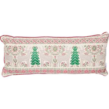 Martha Stewart Whimsy Nordic Throw Pillow -  Feather Fill, 12x30” in Multi/Red