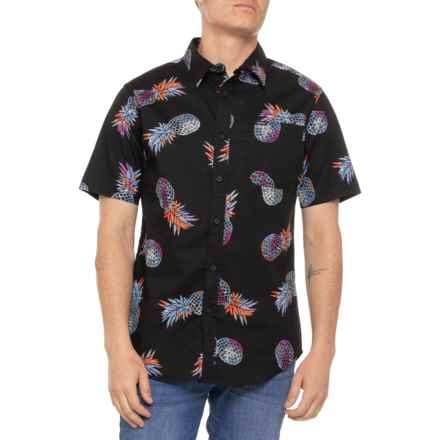 Matix Gradient Pineapple Woven Shirt - Short Sleeve in Black