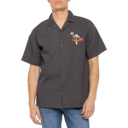 Matix Lightweight Twill Embroidered Mushroom Shirt - Short Sleeve in Magnet
