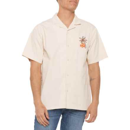 Matix Lightweight Twill Embroidered Palm Floral Shirt - Short Sleeve in Whitecap
