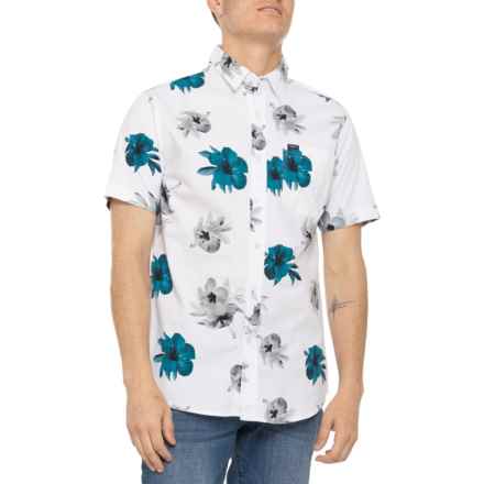 Matix Water-Based Floral Woven Shirt - Short Sleeve in White