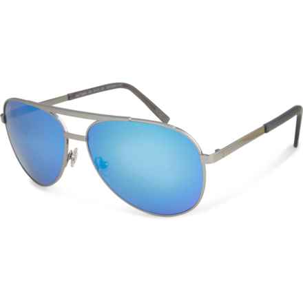 MAUI JIM Made in Italy Seacliff Aviator Sunglasses - Polarized Mirror Lenses (For Men) in Gunmetal/Gunmetal/Blue