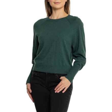 Max Studio Raglan Crew Neck Sweater - Merino Wool in Forest Green