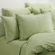 Melange Home Wide Dobby Stripe Pillowcases - Standard, 400 TC in Honey Dew - Overstock