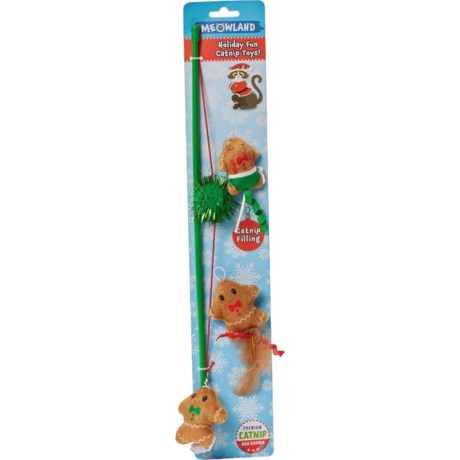 Meowland Wand Cat Toy in Gingerbread Men