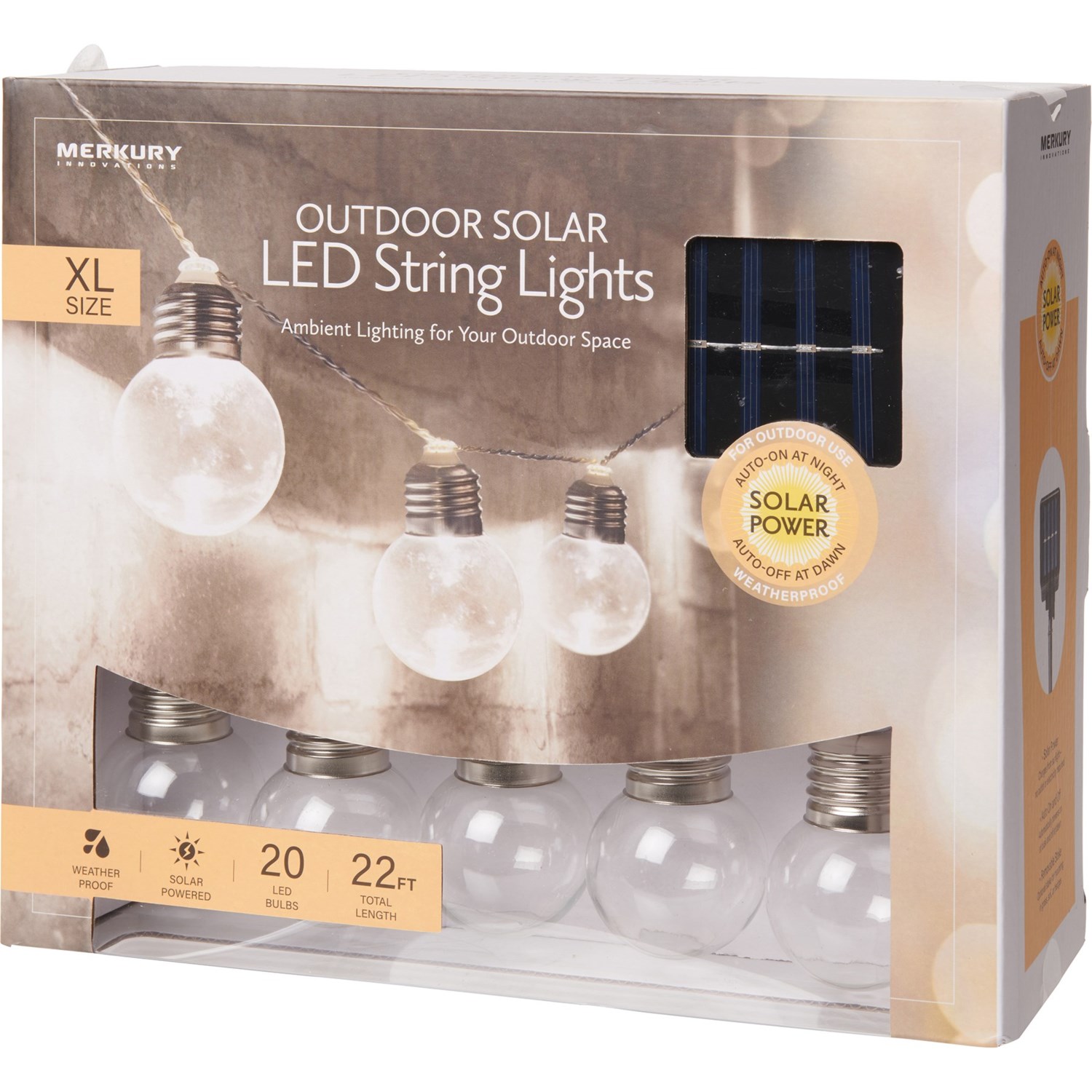 Merkury Globe 20Bulb Outdoor Solar LED String Lights 22’ Save 32