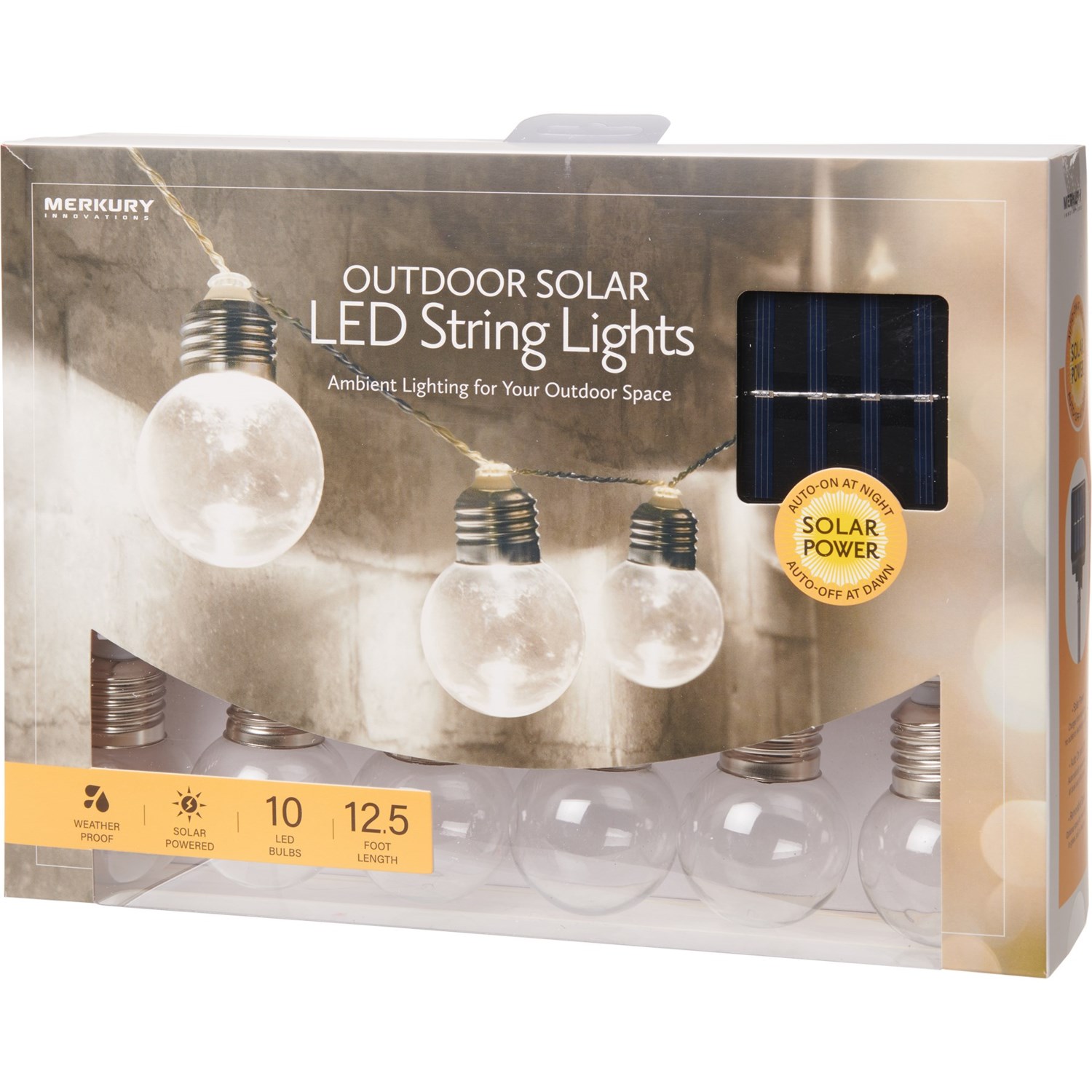 Merkury Globe Bulb Outdoor Solar LED String Lights 12.5’ Save 33
