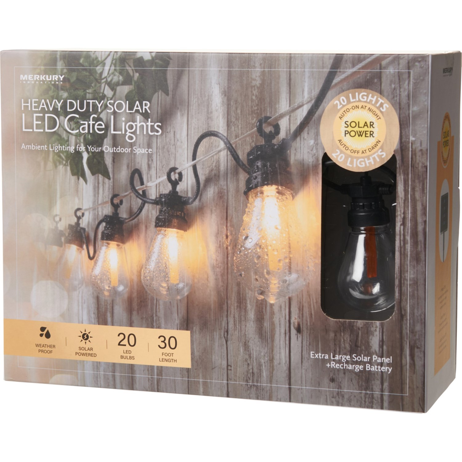 Merkury HeavyDuty Solar LED Cafe Lights 24’ Save 40