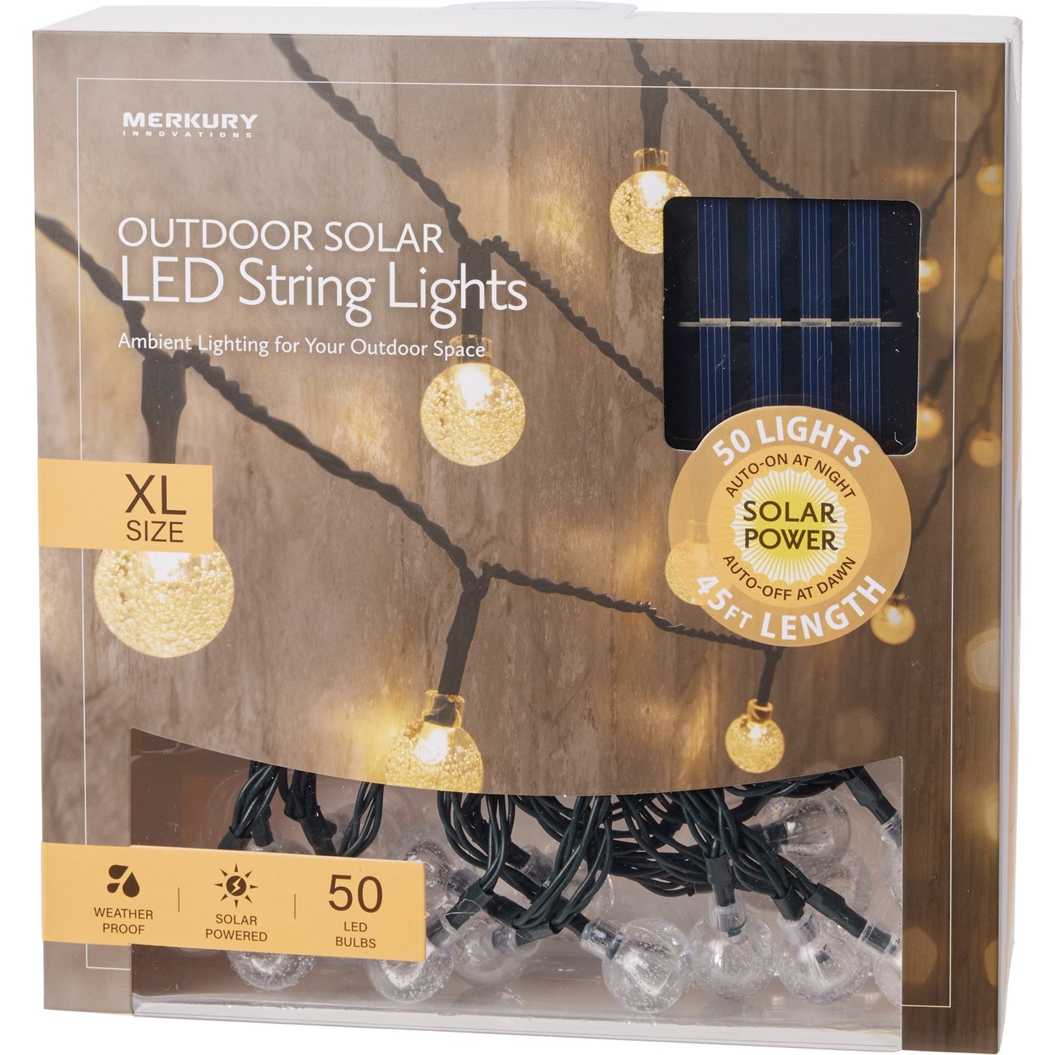 Merkury Outdoor Solar LED String Lights - 45’, 50 Bulbs - Save 33%
