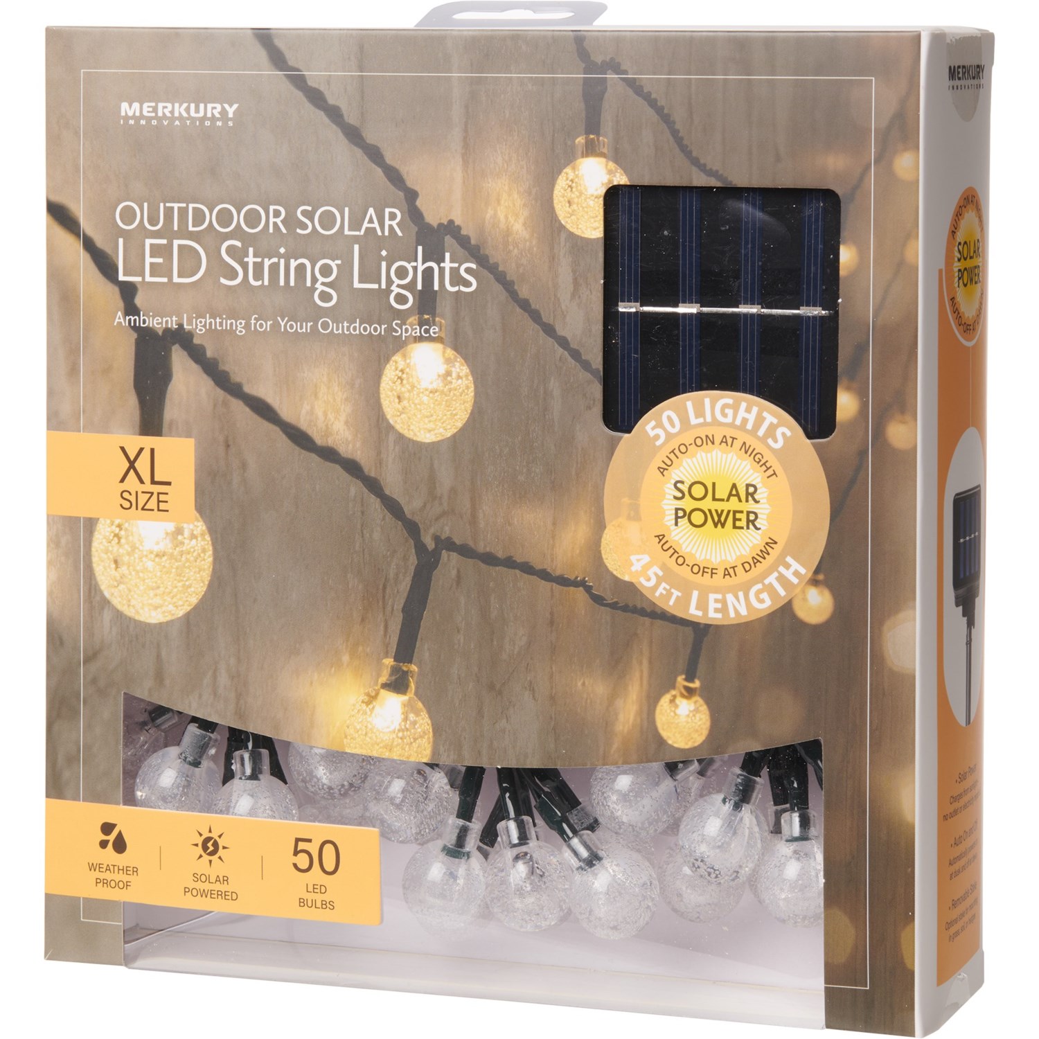 Merkury Outdoor Solar LED String Lights 45’, 50 Mini Bulbs Save 32