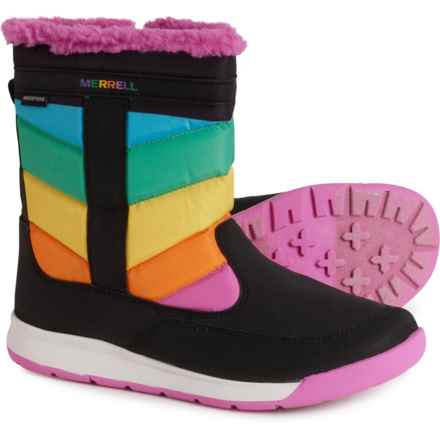 Merrell Big Girls Alpine Puffer Snow Boots - Waterproof, Insulated in Rainbow Multi