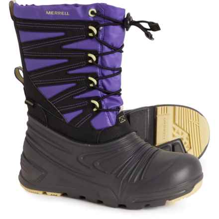 Merrell Big Girls Snowquest Lite 3.0 Snow Boots - Waterproof, Insulated in Purple/Citron