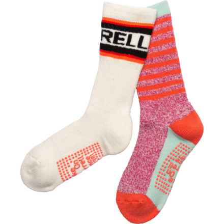 Merrell Boys and Girls Brushed Socks - 2-Pack, Crew in Coral