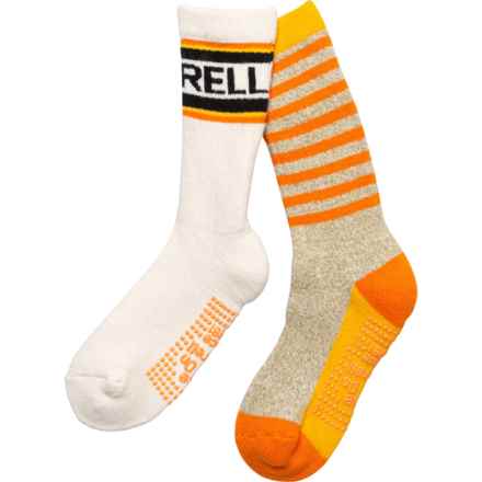 Merrell Boys and Girls Brushed Socks - 2-Pack, Crew in Orange