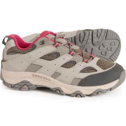 Merrell Boys and Girls Moab 3 Low Hiking Shoes - Waterproof, Leather, Wide Width in Boulder/Red - Closeouts