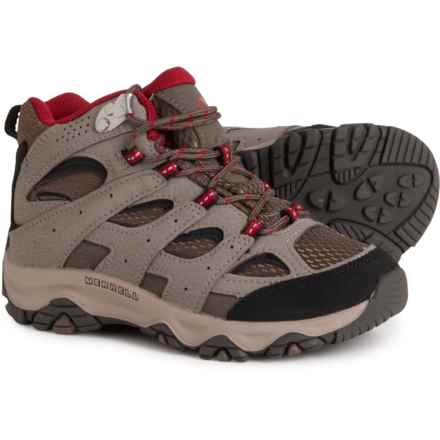 Merrell Boys Moab 3 Mid Hiking Boots - Waterproof in Boulder/Red