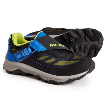 Merrell Boys Moab Speed Low ZipTrek Hiking Shoes - Waterproof in Black/Blue/Lime