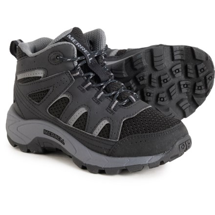 Merrell Boys Oakcreek Mid Hiking Boots - Waterproof in Black/Grey