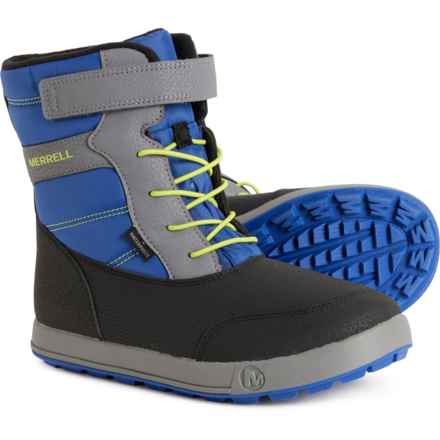 Merrell Boys Snow Ridge Winter Boots - Waterproof, Insulated in Grey/Black/Blue