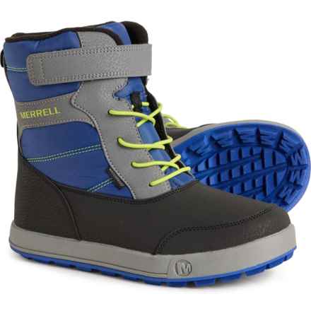 Merrell Boys Snow Ridge Winter Boots - Waterproof, Insulated in Grey/Black/Blue