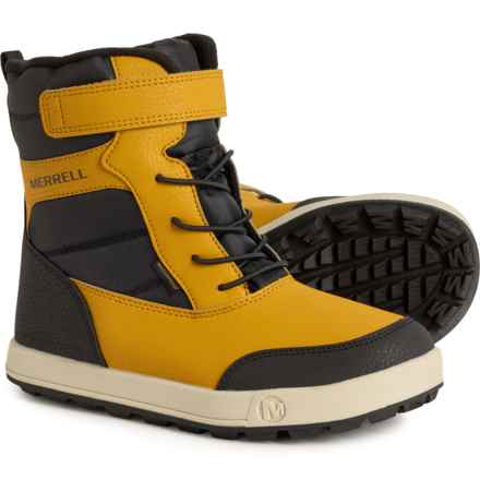 Merrell Boys Snow Ridge Winter Boots - Waterproof, Insulated in Wheat/Black