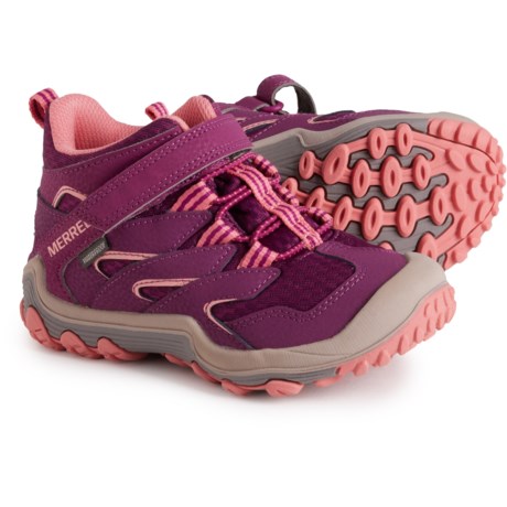 Merrell Girls Chameleon 7 Mid A/C Hiking Boots - Waterproof, Leather in Berry/Coral