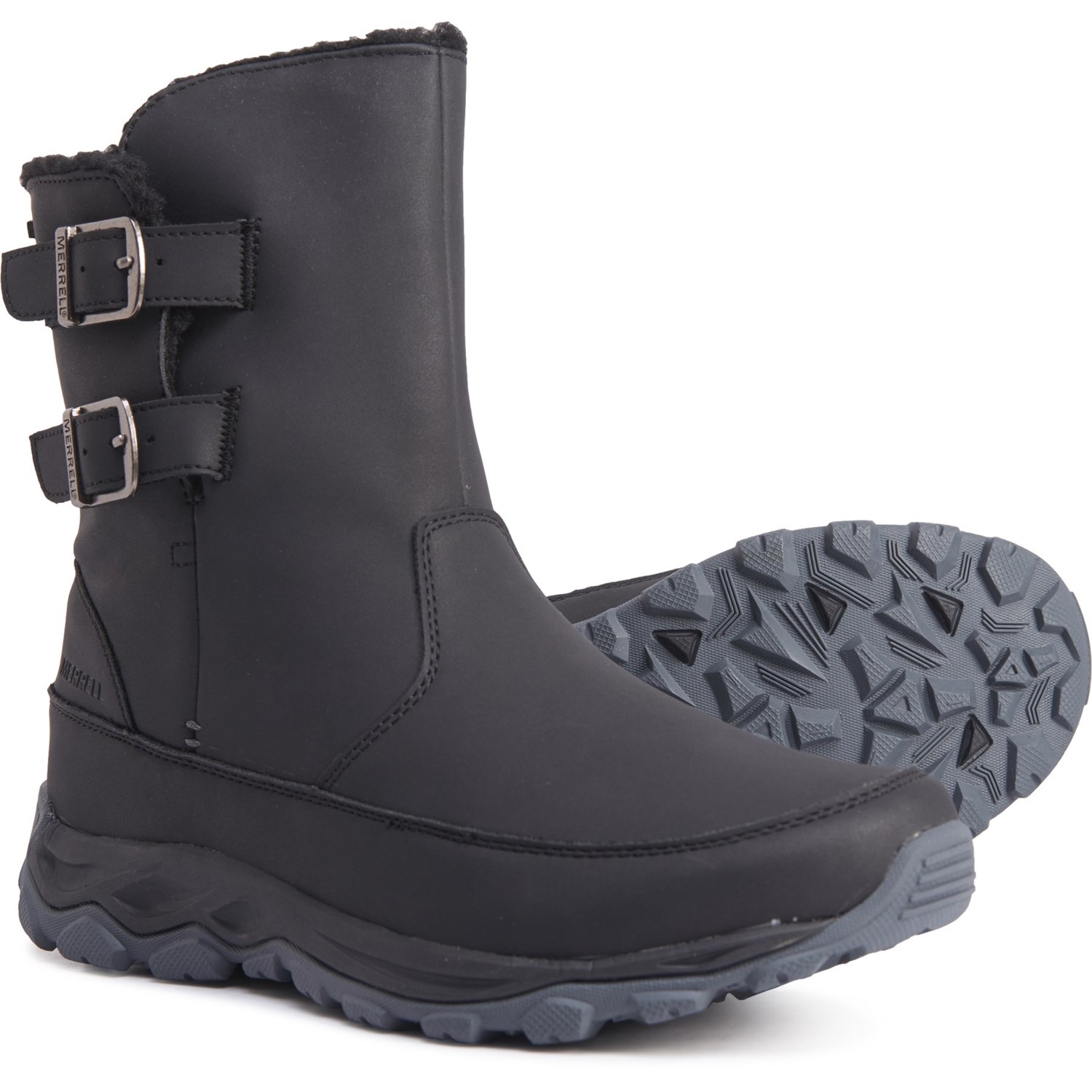 womens black buckle boots