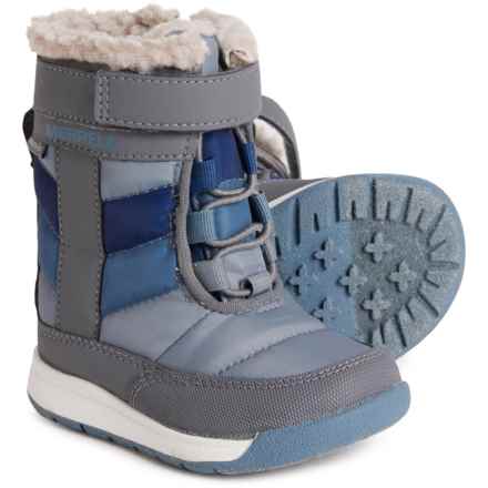 Merrell Little Boys Alpine Puffer Jr. Snow Boots - Waterproof, Insulated in Grey/Navy