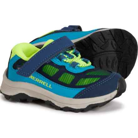 Merrell Little Boys Moab Speed Low A/C Hiking Shoes - Waterproof, Wide Width in Navy/Hi Viz - Closeouts