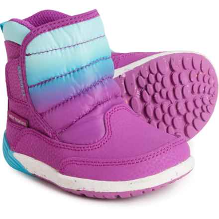 Merrell Little Girls Bare Steps Puffer Winter Boots in Berry/Turq