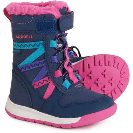 Merrell Little Girls Snow Crush 2.0 Jr Snow Boots - Waterproof, Insulated in Navy/Multi