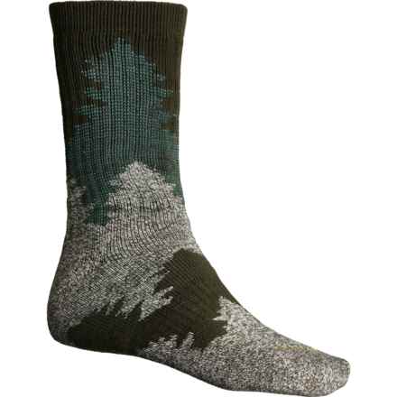 Merrell Patterned Brushed Thermal Socks - Crew (For Men) in Olive