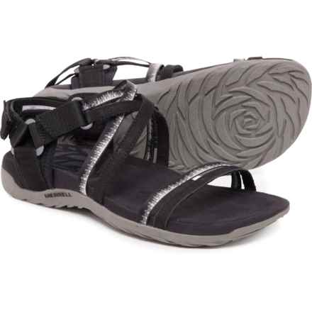 Merrell Terran 3 Cush Lattice Sandals- Leather, Wide Width (For Women) in Black
