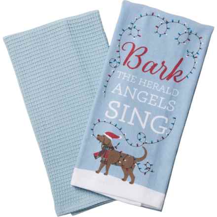 Merry & Bright Bark The Herald Angels Sing Kitchen Towels - 2-Pack, 16x26” in Blue