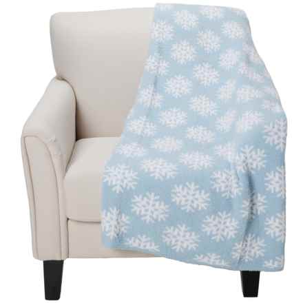 Merry & Bright Snowflakes Feather Knit Throw Blanket - 50x70” in Lt Blue