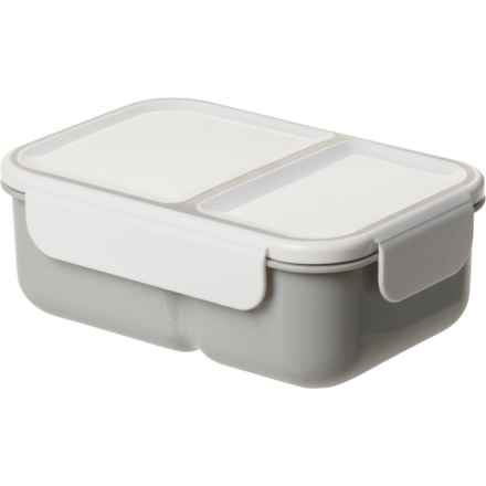 MESA 2-Section Lunch Box with Utensils - 43.9 oz. in Grey/White
