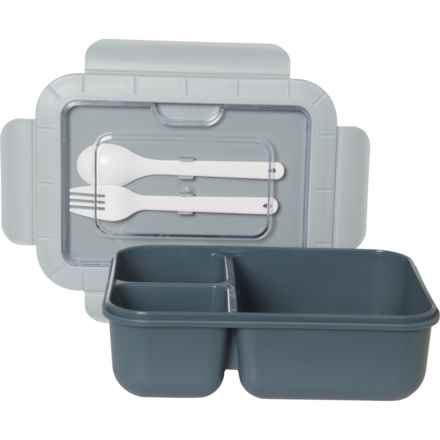 MESA 3-Section Lunch Box with Utensils - 43.9 oz. in Medium Blue/Grey