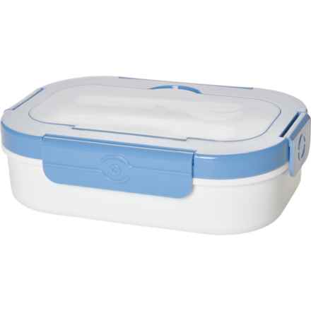 MESA Bento Lunch Box with Utensils - 44 oz. in White/Blue