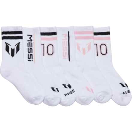 Messi Boys and Girls Big 10 Half Cushion Socks - 6-Pack, Crew in Pink