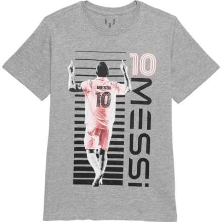 MESSI COLLECTION Big Boys Celebration Graphic T-Shirt - Short Sleeve in Heather Grey